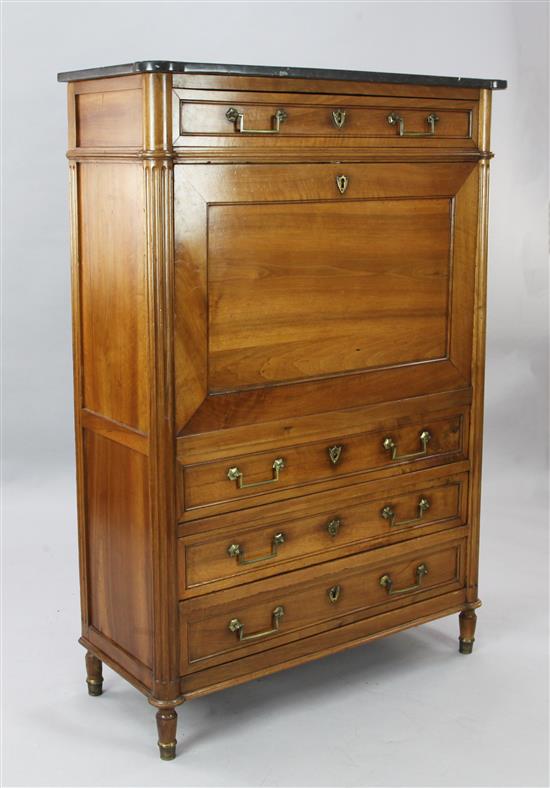 A 19th century French walnut secretaire à abattant, W.3ft 1in. D.1ft 4in. H.4ft 7in.